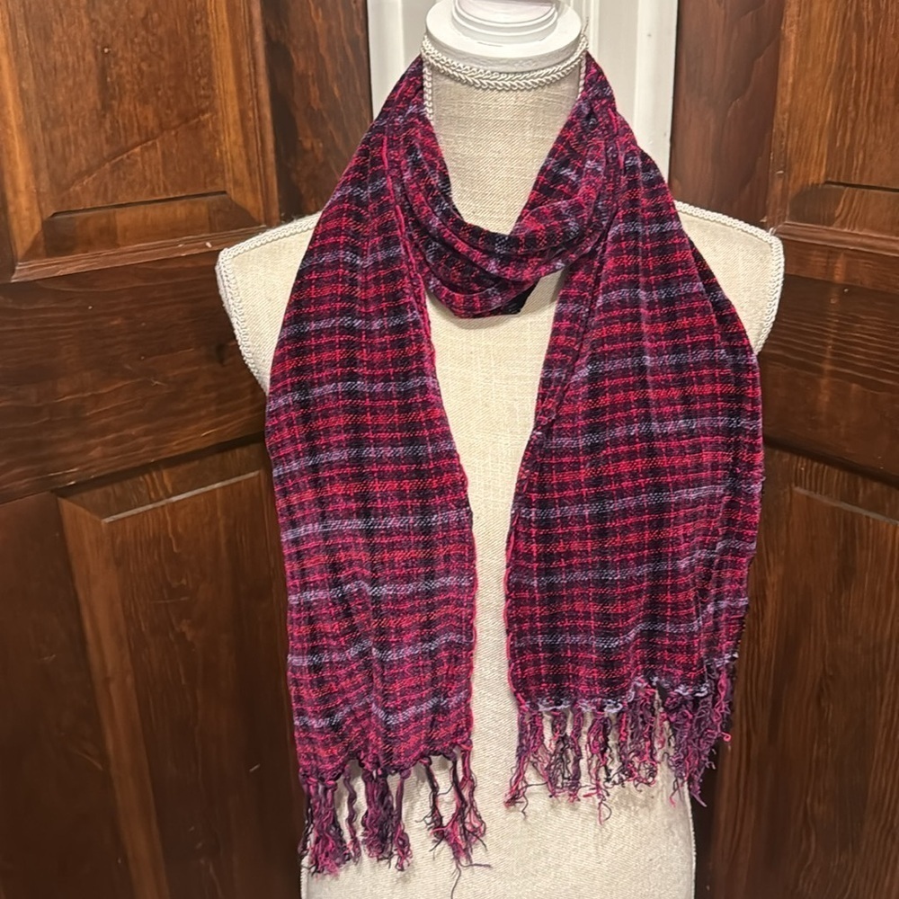 Plaid Winter Scarf With Fringe